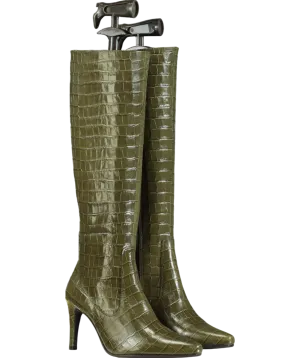 DUO Green Freya Knee High Boots in Green Croc UK 4 EU 37 👠