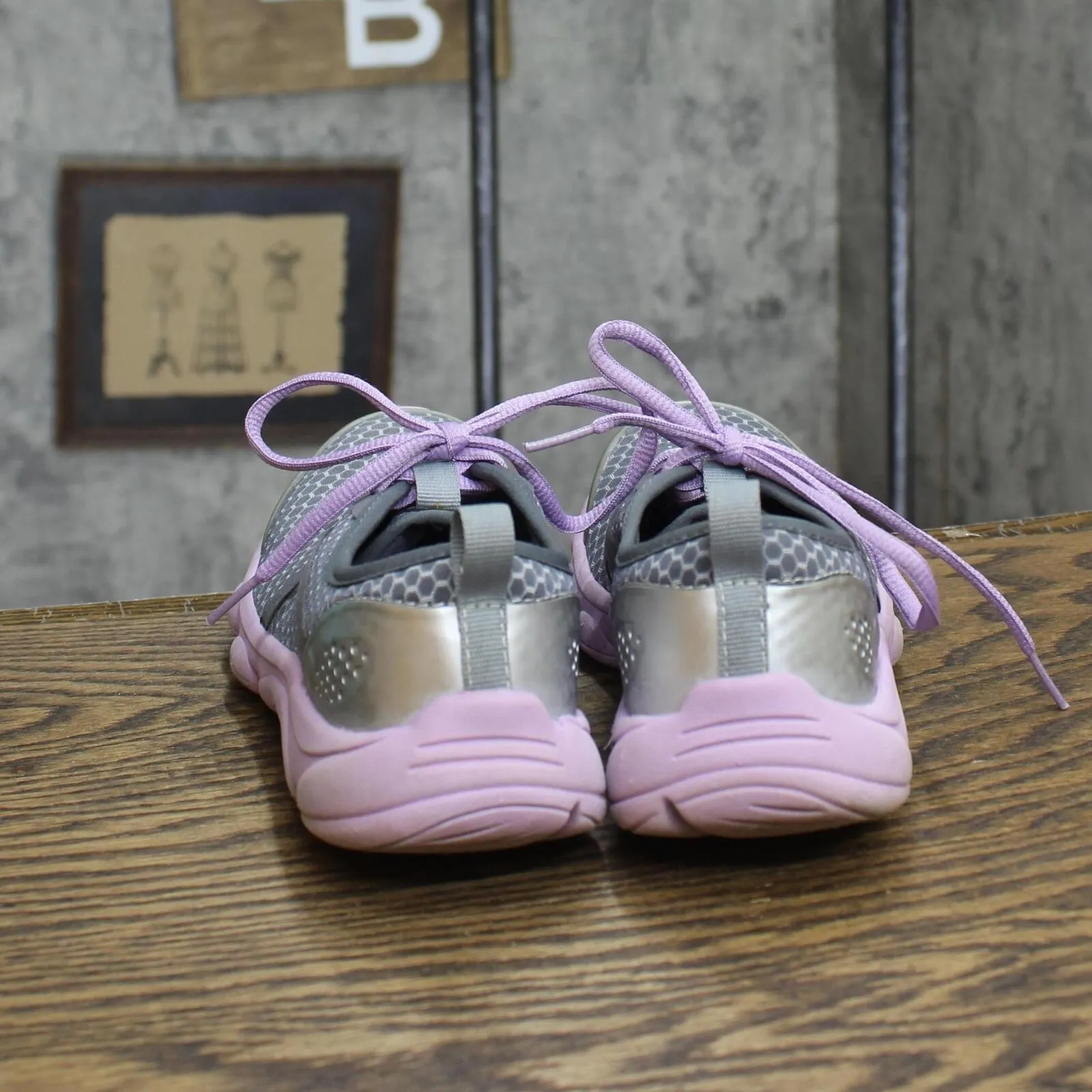 Easy Spirit Womens Lace Up E360 Espreinvent Sneakers Purple Gray 6.5M