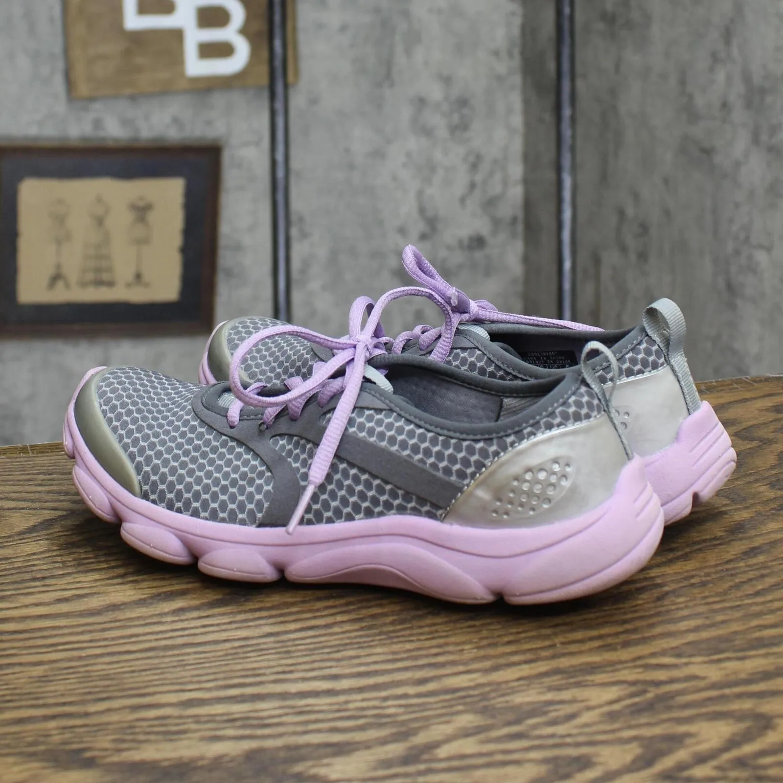 Easy Spirit Womens Lace Up E360 Espreinvent Sneakers Purple Gray 6.5M