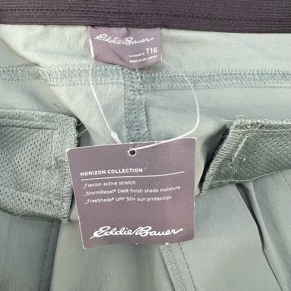 Eddie Bauer Shorts Women's 16T Olive Green Horizon Bermuda High Rise Tall Hiking