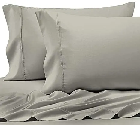 Egyptian Cotton Pillowcase Set Silver 400 Thread Count
