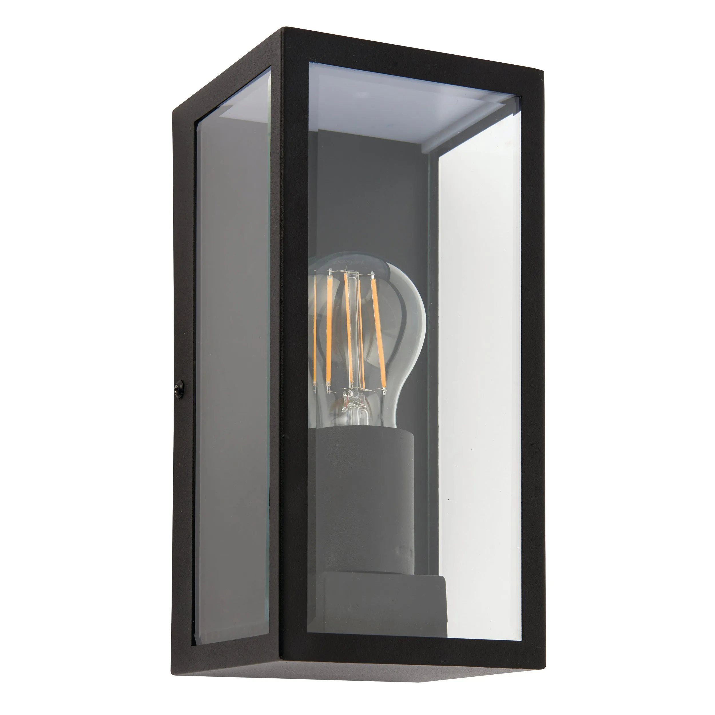 Endon 80600 Oxford 1lt Wall Matt black & clear glass 28W E27 Eco GLS (Required)