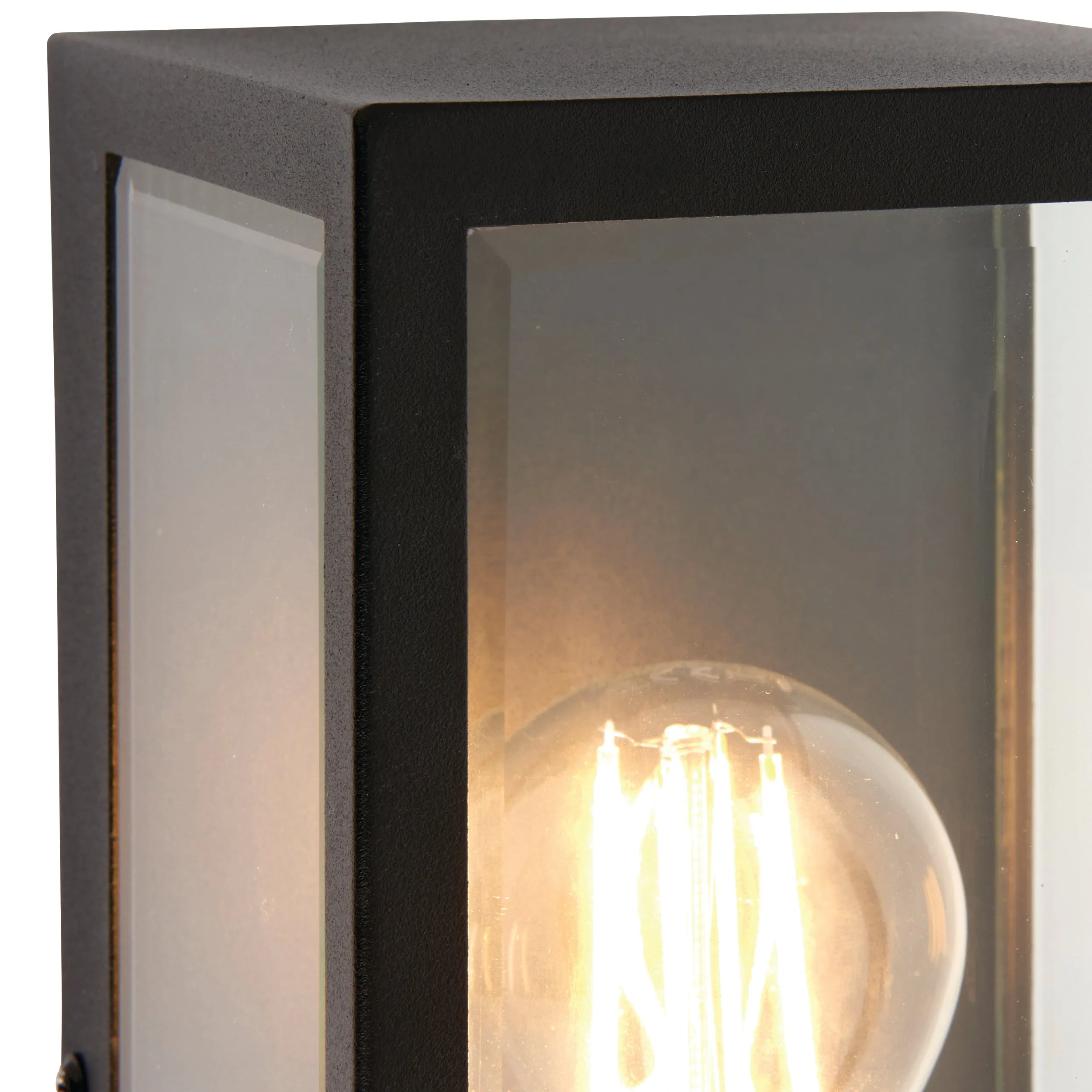 Endon 80600 Oxford 1lt Wall Matt black & clear glass 28W E27 Eco GLS (Required)