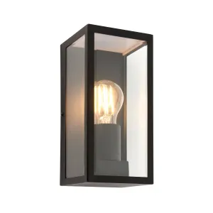 Endon 80600 Oxford 1lt Wall Matt black & clear glass 28W E27 Eco GLS (Required)