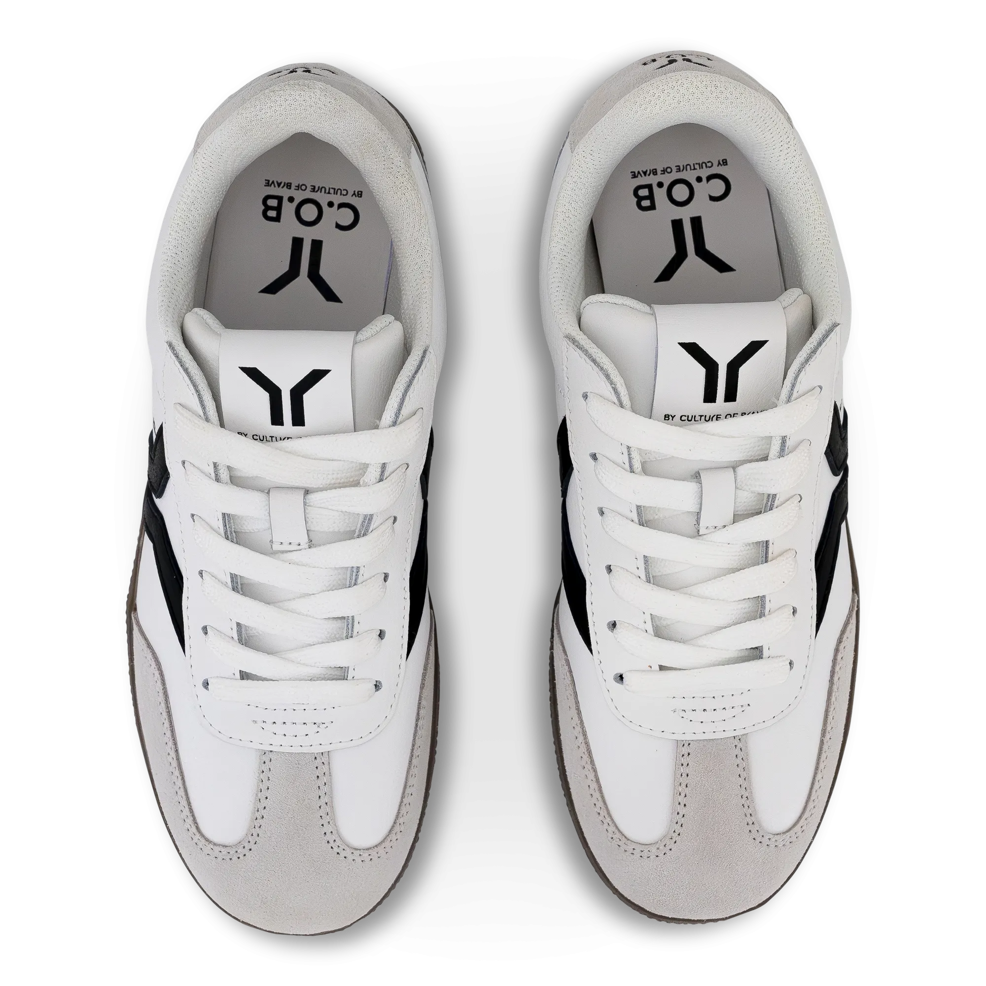 Fearless Womens Sneaker in white leather with black wing