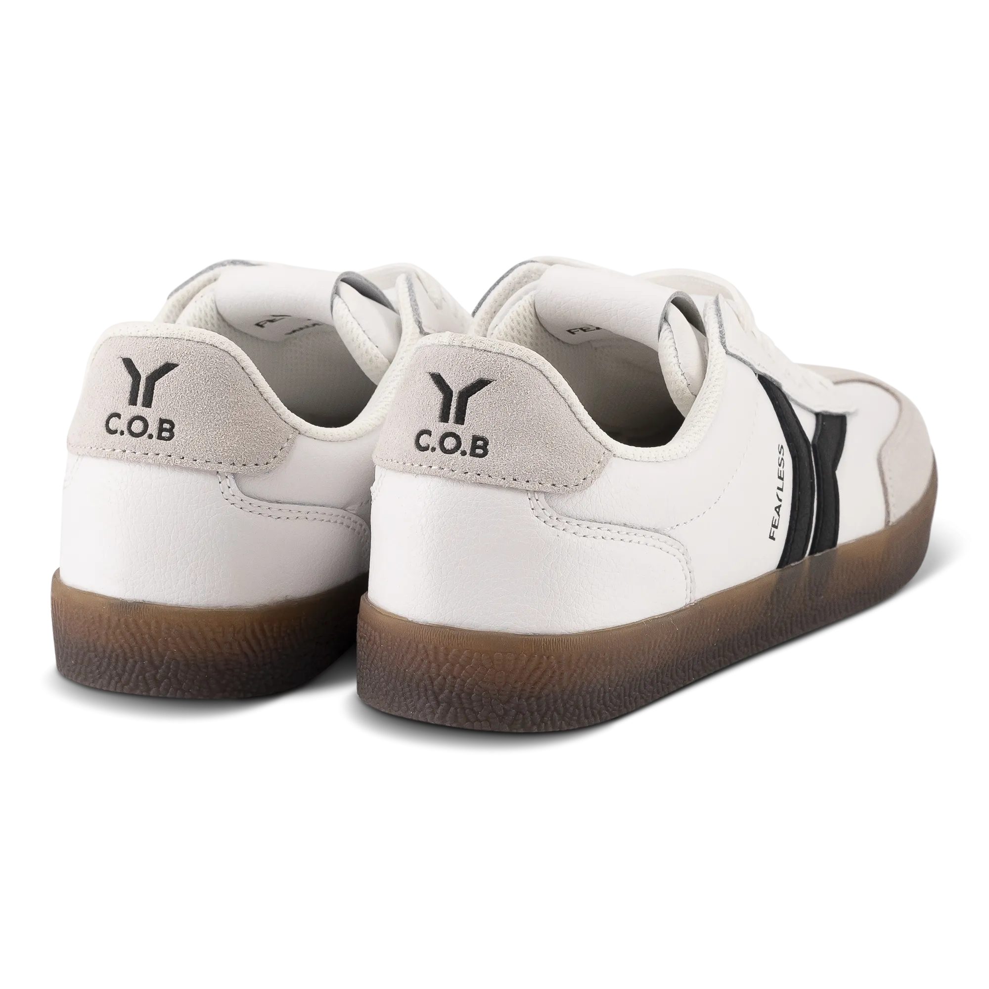 Fearless Womens Sneaker in white leather with black wing