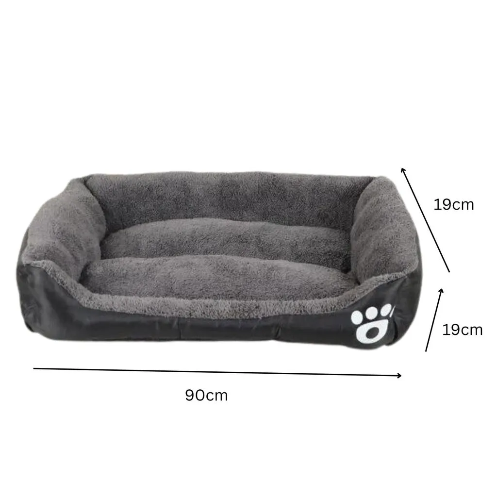 FLOOFI Pet Bed Square L Size Comfy Washable Black and Dark Grey