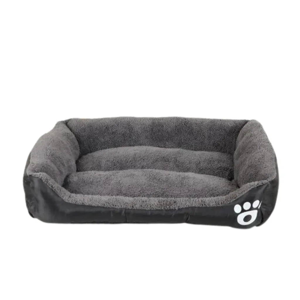 FLOOFI Pet Bed Square L Size Comfy Washable Black and Dark Grey