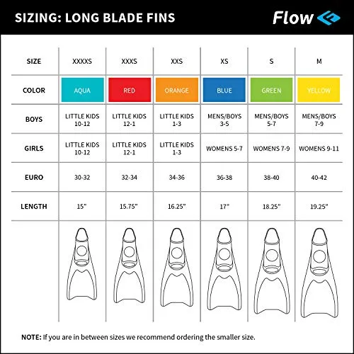 Flow Long Swim Fins for Swimming Training - Youth Sizes for Kids (M 7-9 (Yellow))