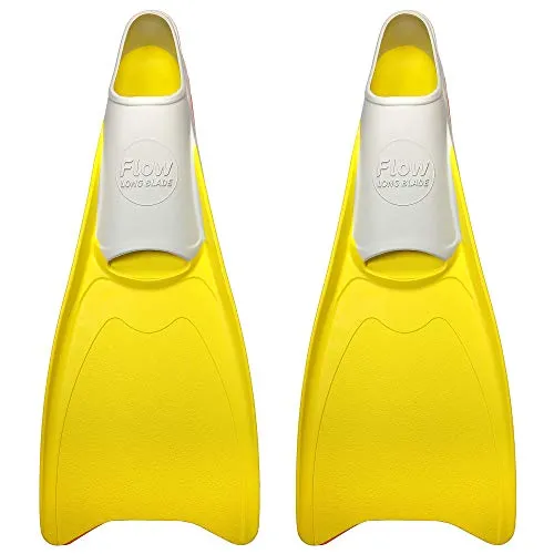 Flow Long Swim Fins for Swimming Training - Youth Sizes for Kids (M 7-9 (Yellow))
