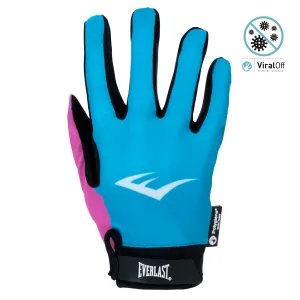 Full Finger Workout Gloves With Polygiene ViralOff (Blue & Pink)