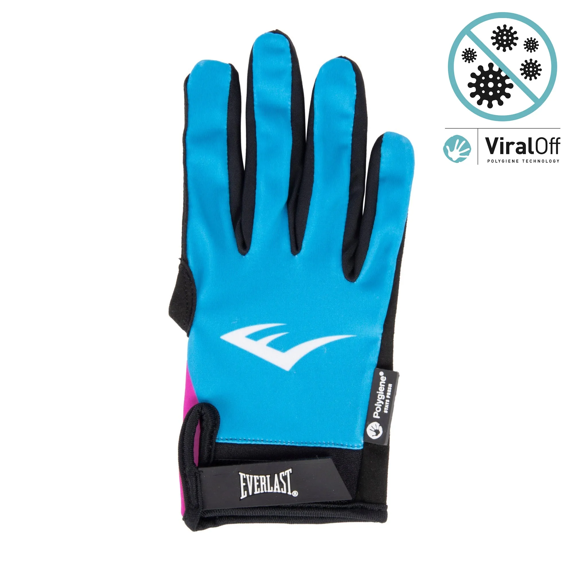 Full Finger Workout Gloves With Polygiene ViralOff (Blue & Pink)