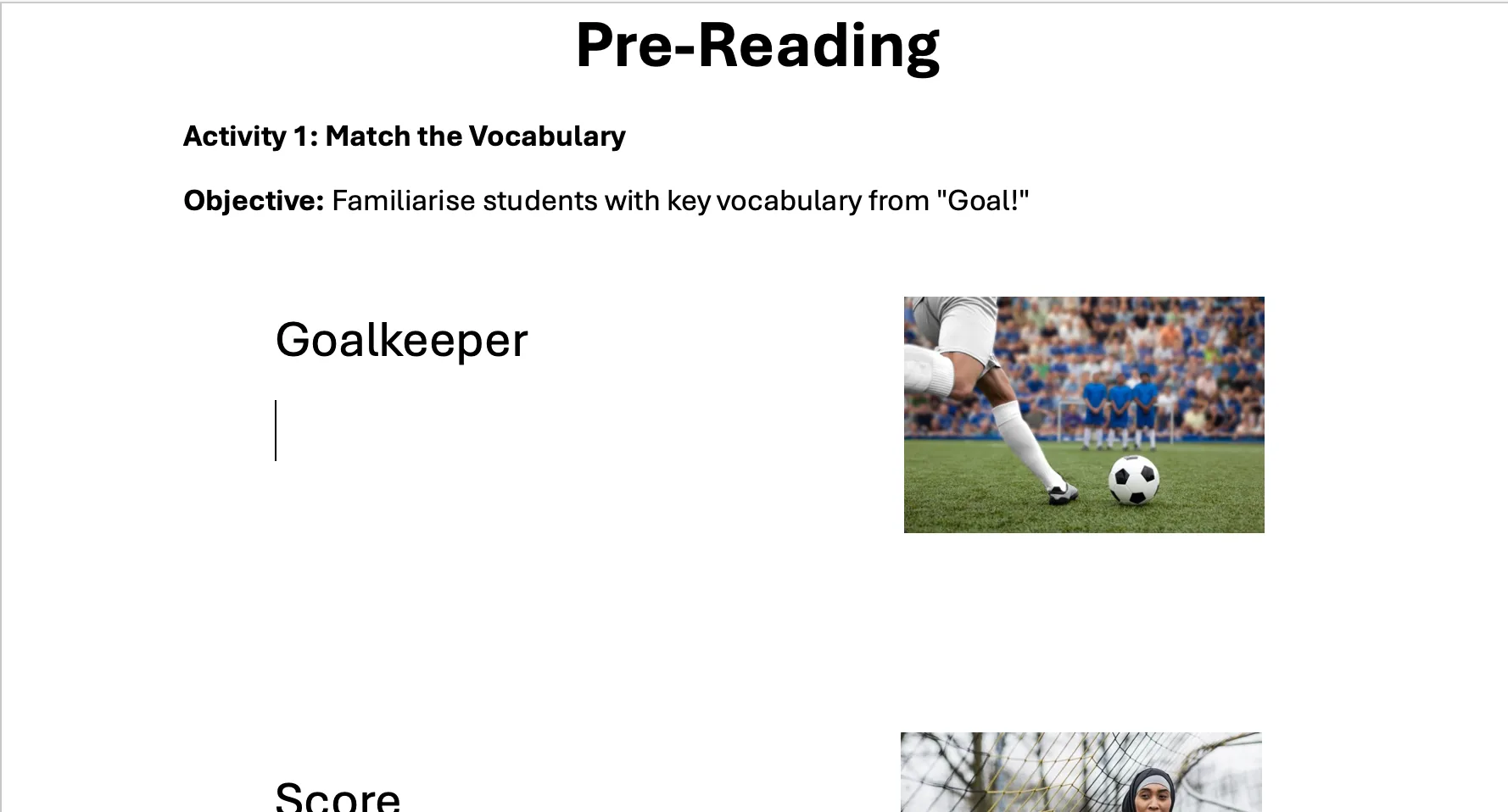 Guided reading 'Goal!' (Pink)