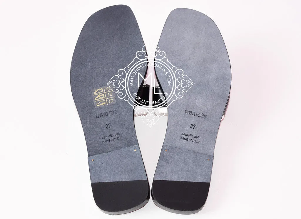 Hermes Womens Black Oran Sandal Slipper 37 Shoes
