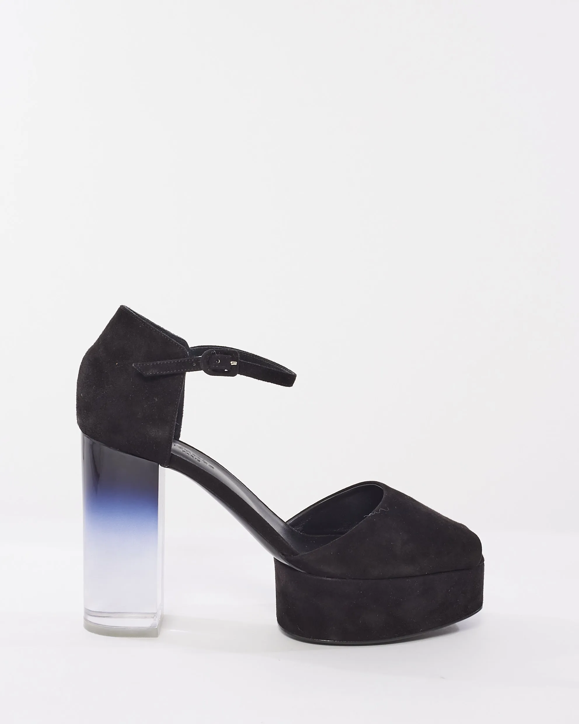 Hermès Black Suede Fever 70 D'Orsay Platform Pumps - 39