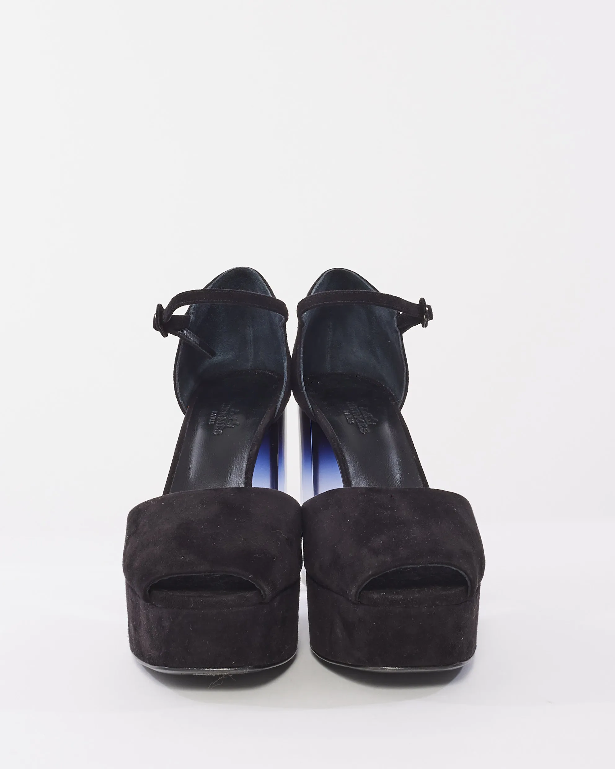 Hermès Black Suede Fever 70 D'Orsay Platform Pumps - 39