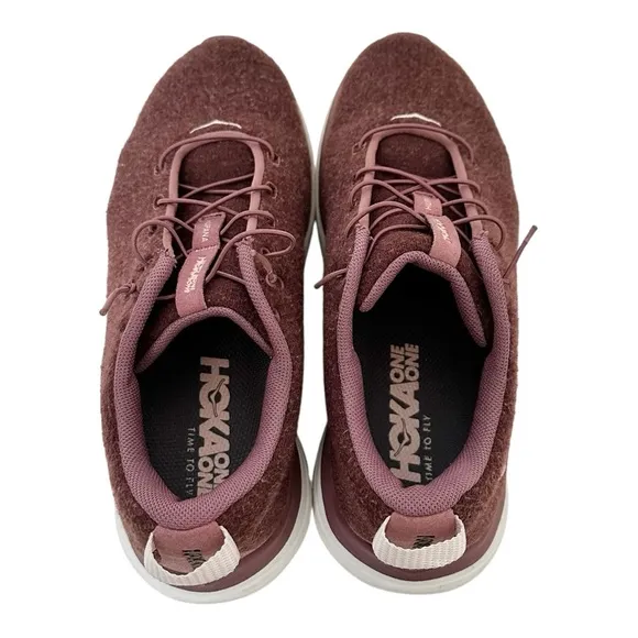 Hoka One One Hupana Flow Wool Sneakers Maroon Burgundy Size 8.5