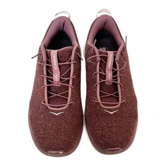 Hoka One One Hupana Flow Wool Sneakers Maroon Burgundy Size 8.5