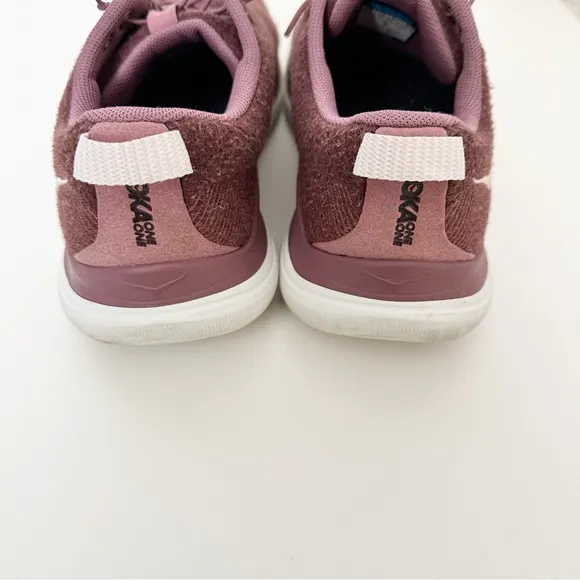 Hoka One One Hupana Flow Wool Sneakers Maroon Burgundy Size 8.5