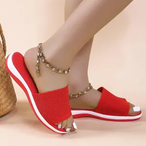 Hot Diamond Lettering Polyurethane Lightweight Platform Slippers