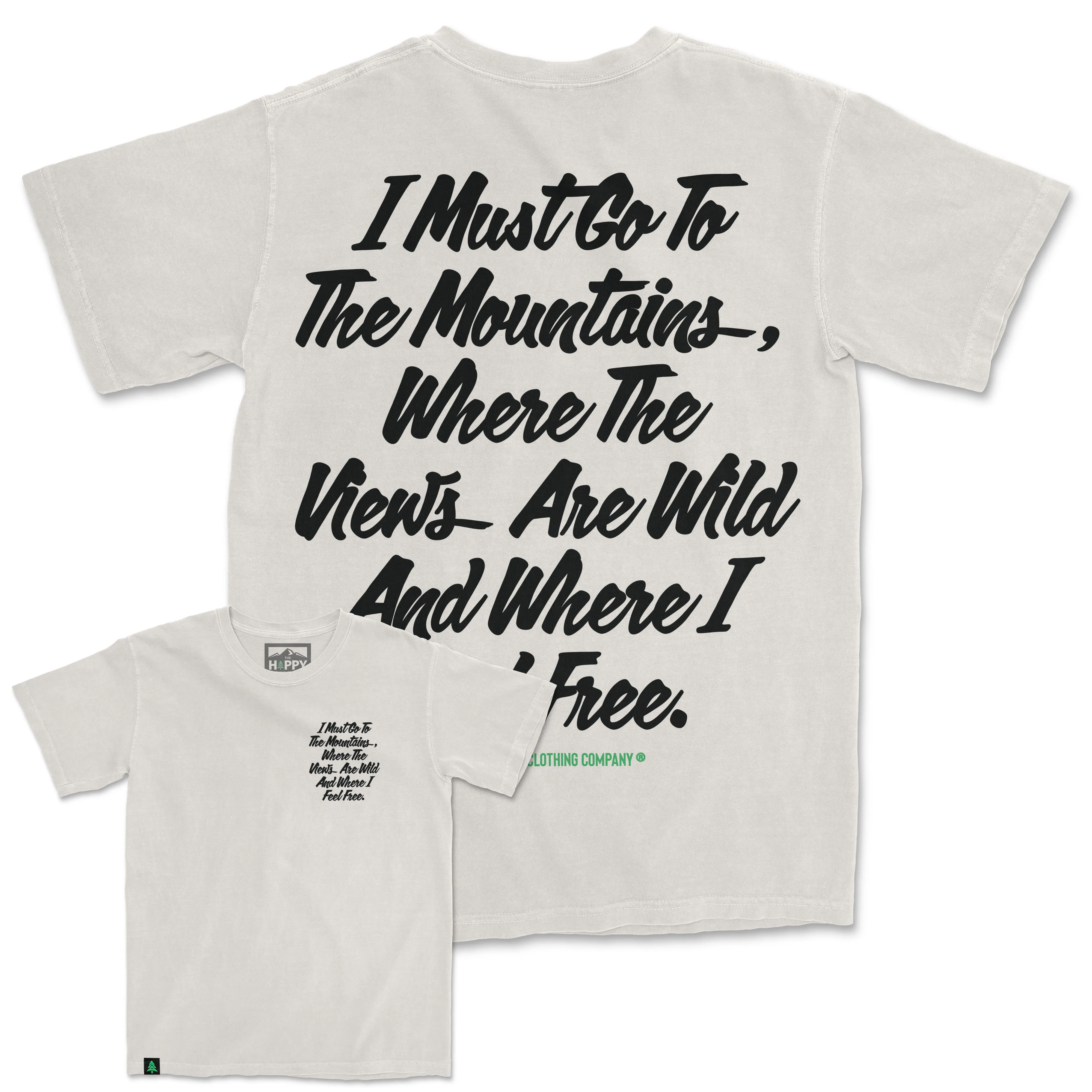 I Must Go To The Mountains Script Oversized Vintage Tee
