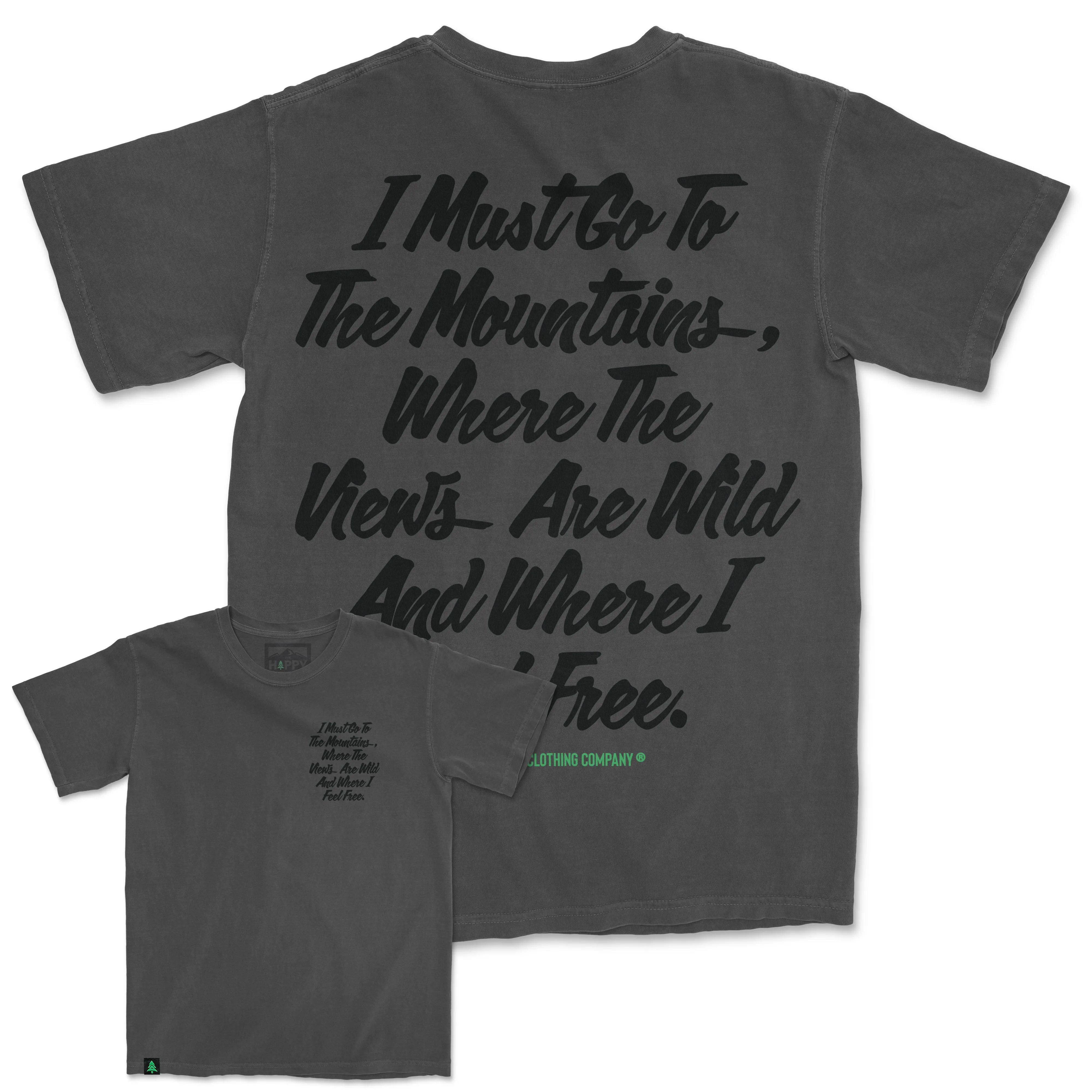 I Must Go To The Mountains Script Oversized Vintage Tee