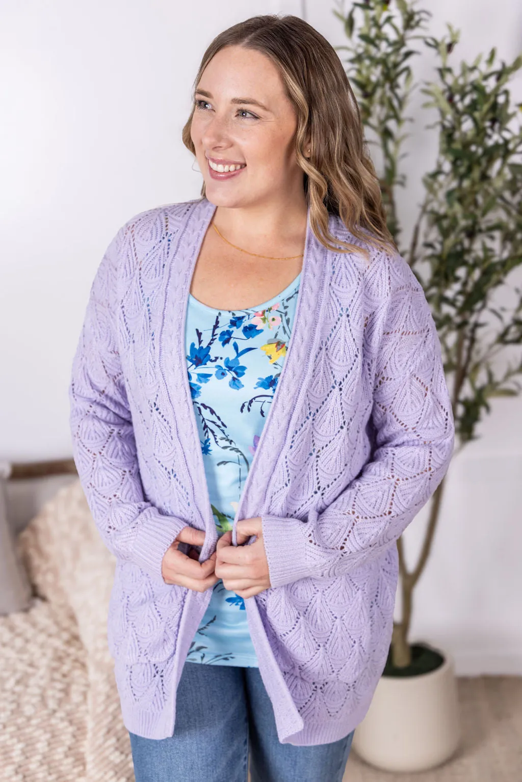 IN PRODUCTION Open Knit Cardigan - Lavender