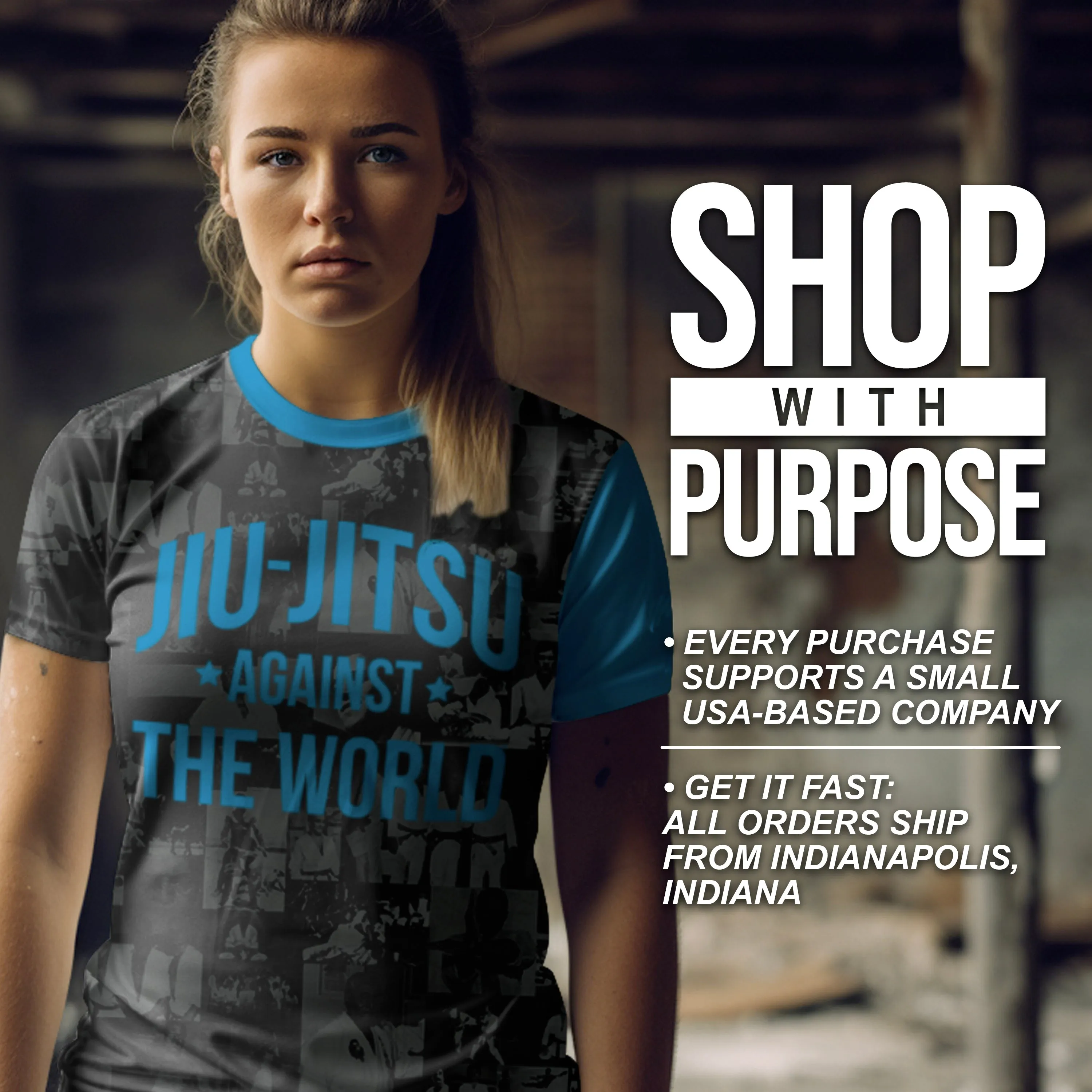 JIU JITSU AGAINST THE WORLD • Blue Belt Rash Guard