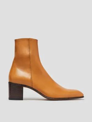 JUAN 60MM ANKLE BOOT IN TAN CALFSKIN - Woman