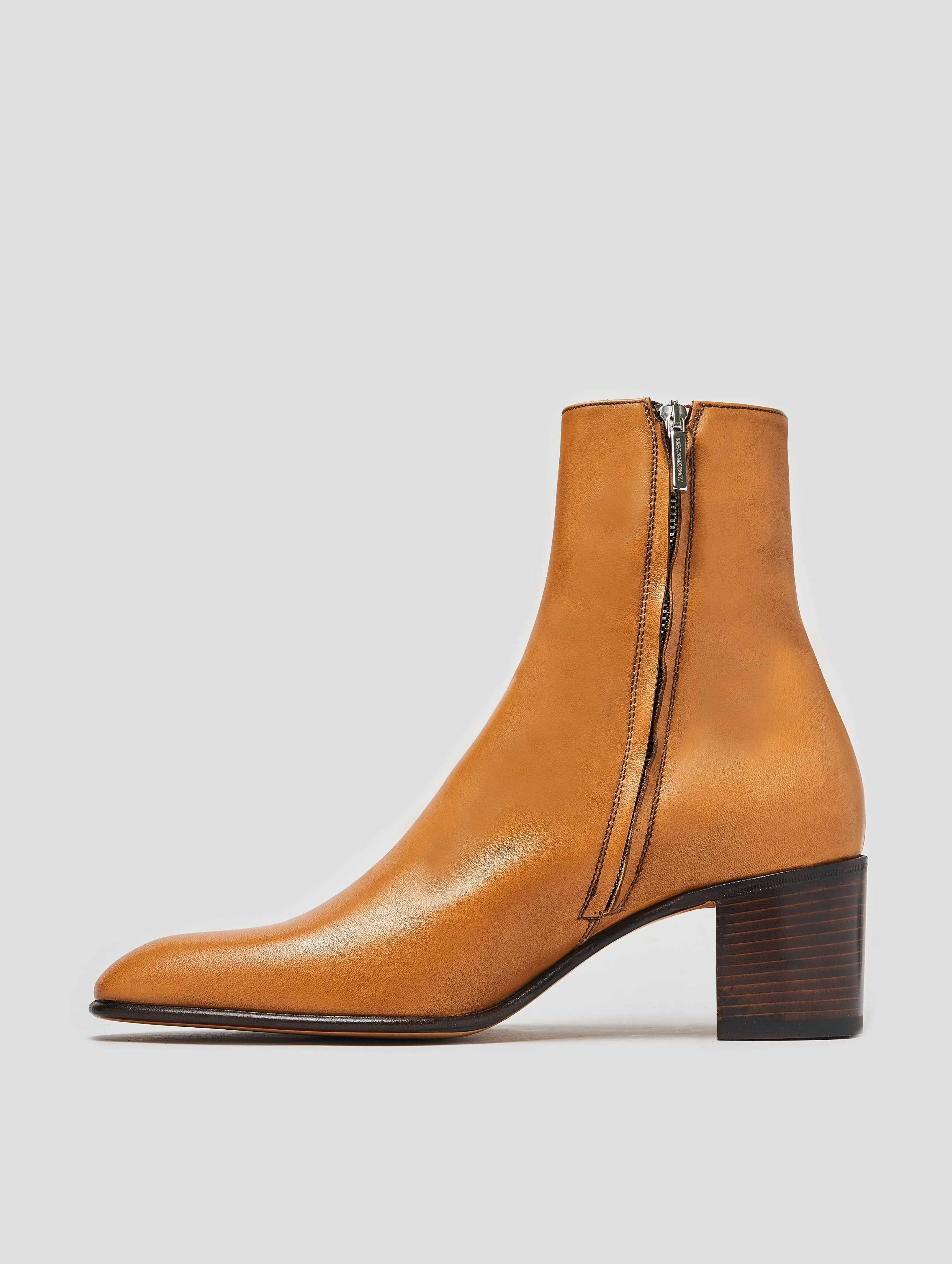 JUAN 60MM ANKLE BOOT IN TAN CALFSKIN - Woman