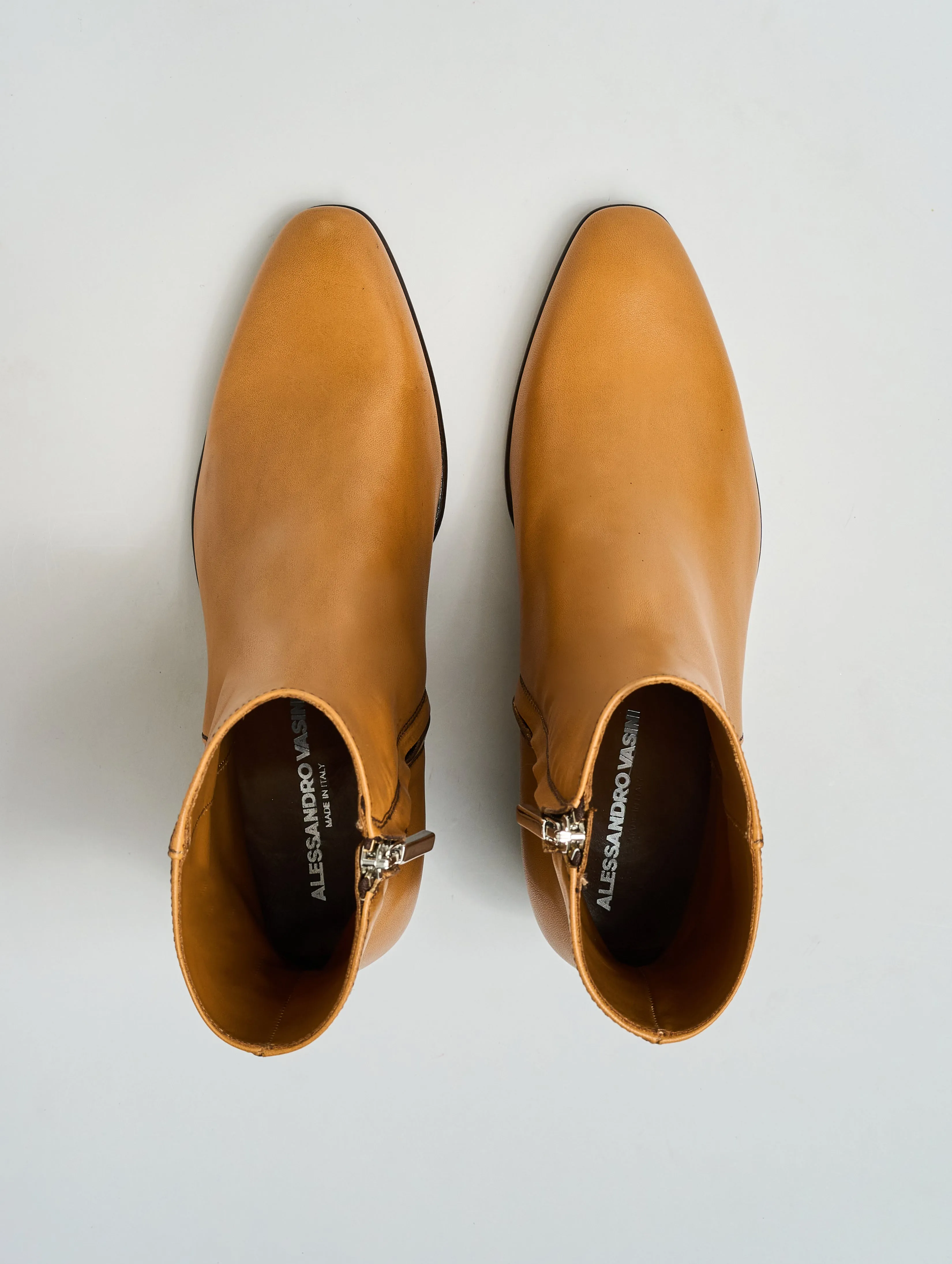 JUAN 60MM ANKLE BOOT IN TAN CALFSKIN - Woman