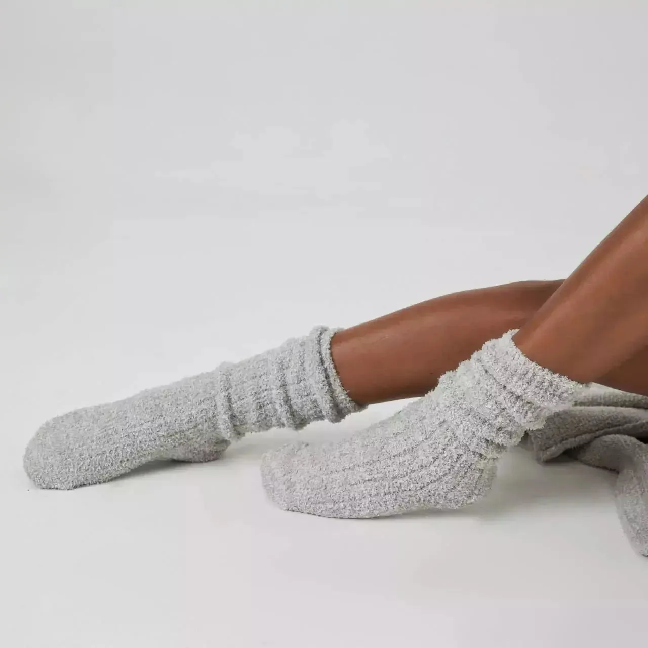 Kashwere Lounge Ultra Plush Socks Heathered Available Oyster / Bone, Blush / White & Silver Fox / Pewter
