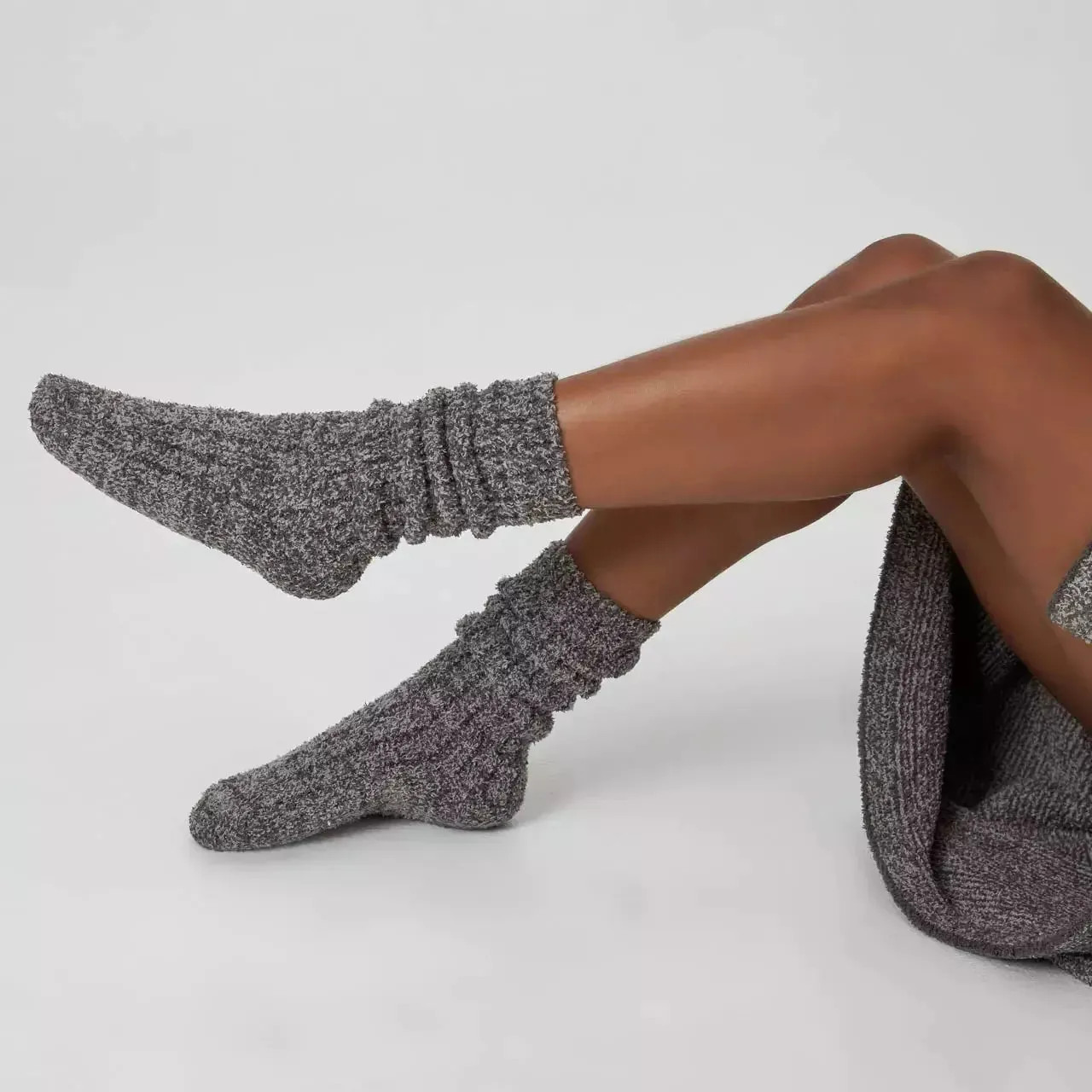 Kashwere Lounge Ultra Plush Socks Heathered Available Oyster / Bone, Blush / White & Silver Fox / Pewter