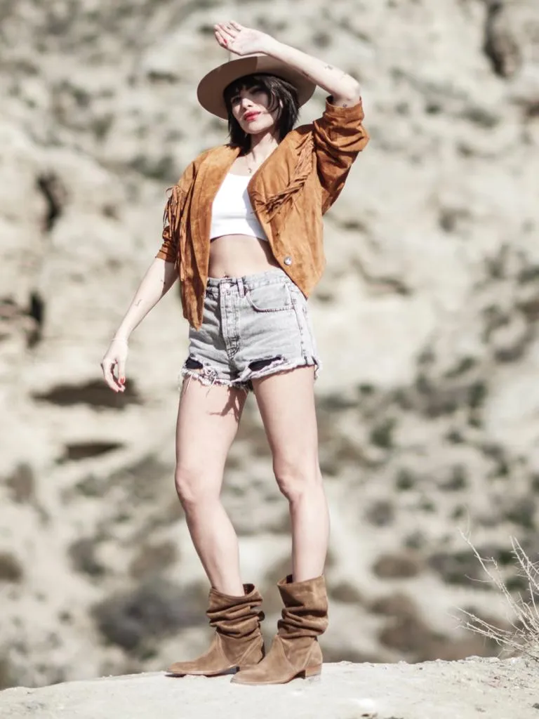 KEITH ROLL DOWN BOOT IN RUST SUEDE - Woman
