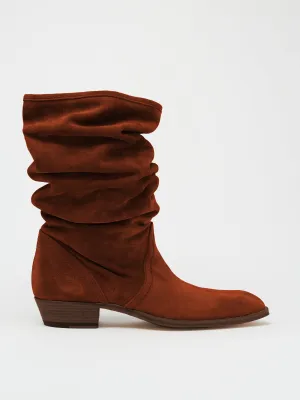 KEITH ROLL DOWN BOOT IN RUST SUEDE - Woman
