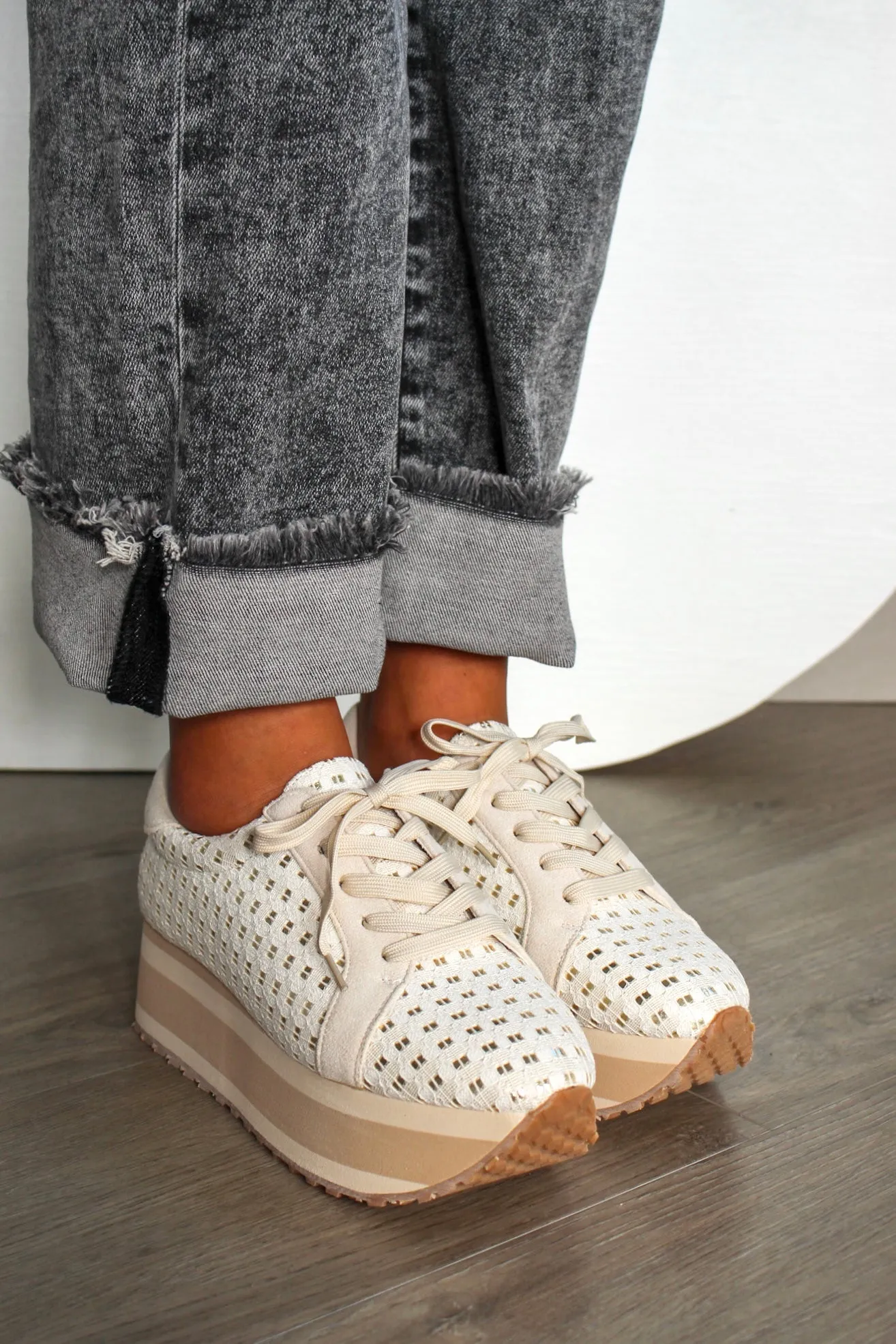 Lace It Up Platform Sneaker • Cream