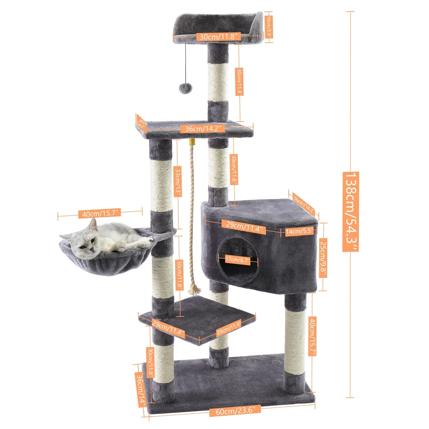 Large 63 inches Sturdy Cat Tree