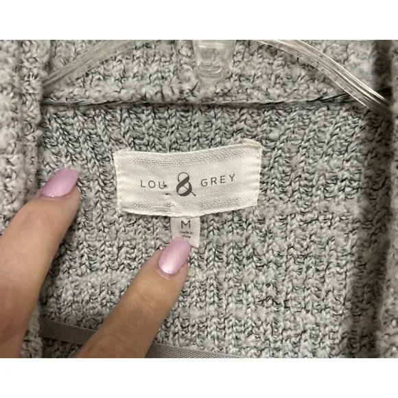 Lou &amp; Grey Sweater Open Wrap Duster Cape Wool Blend Soft Gray Size Medium (c)
