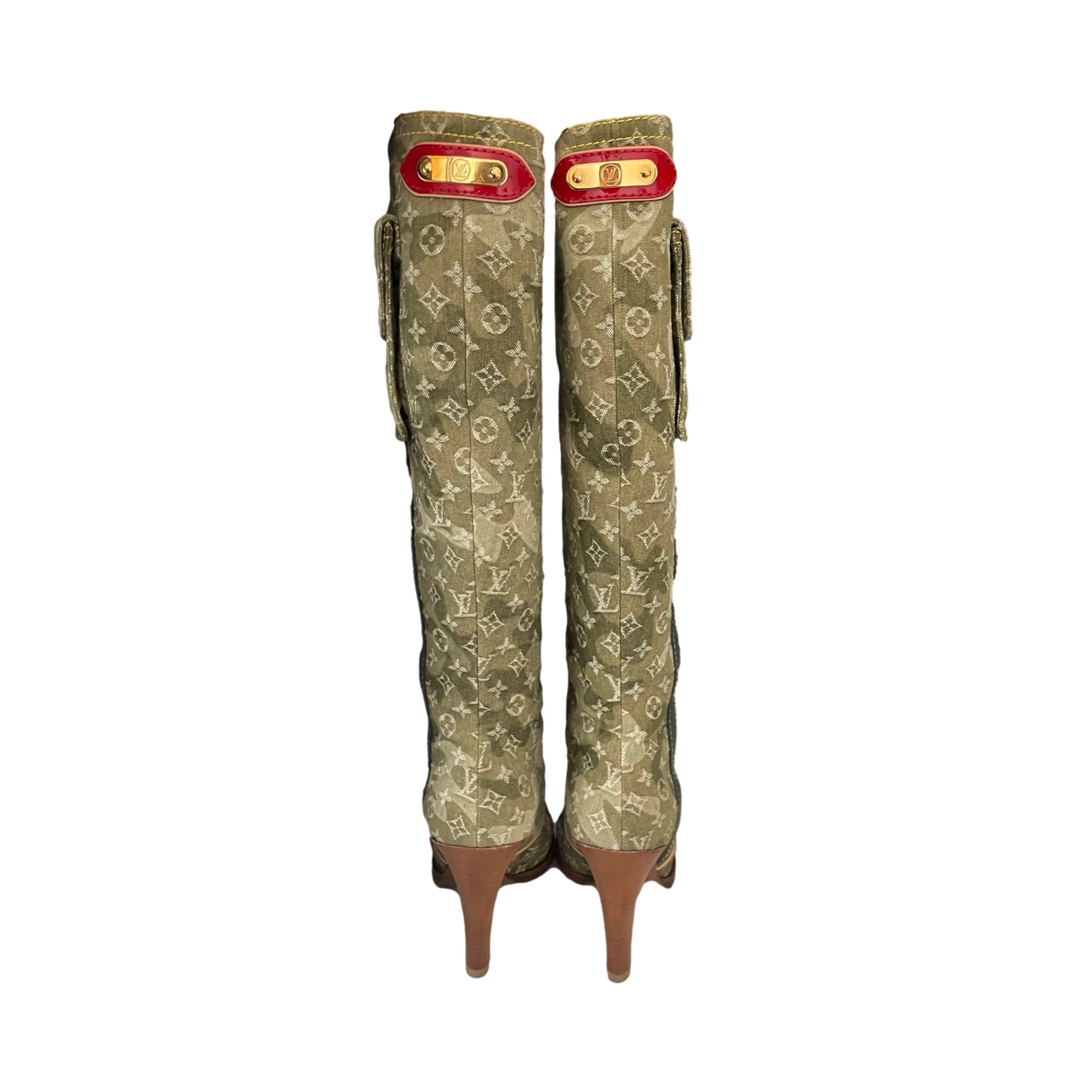 Louis Vuitton Green Monogram Knee Length Boots