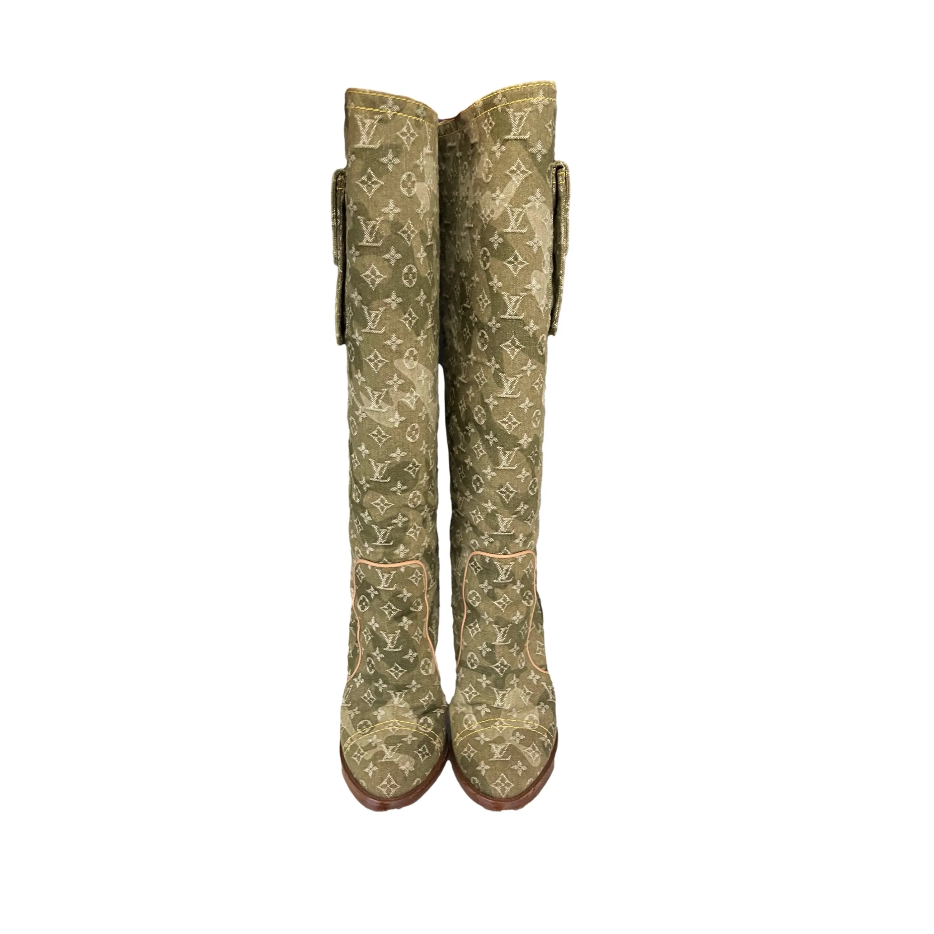 Louis Vuitton Green Monogram Knee Length Boots