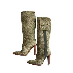 Louis Vuitton Green Monogram Knee Length Boots
