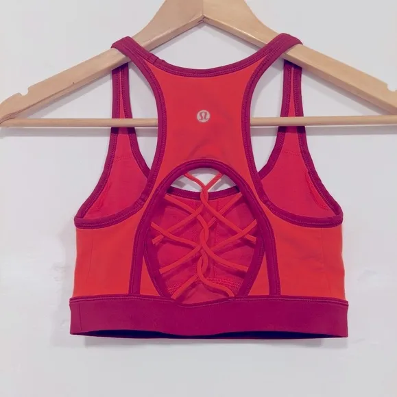 Lululemon Sweaty Or Not Bra II Alarming/Cranberry 2