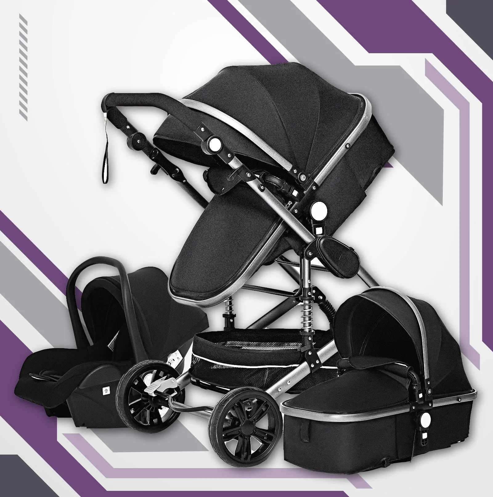 Luxury 3-in-1 Baby Stroller & Car Seat