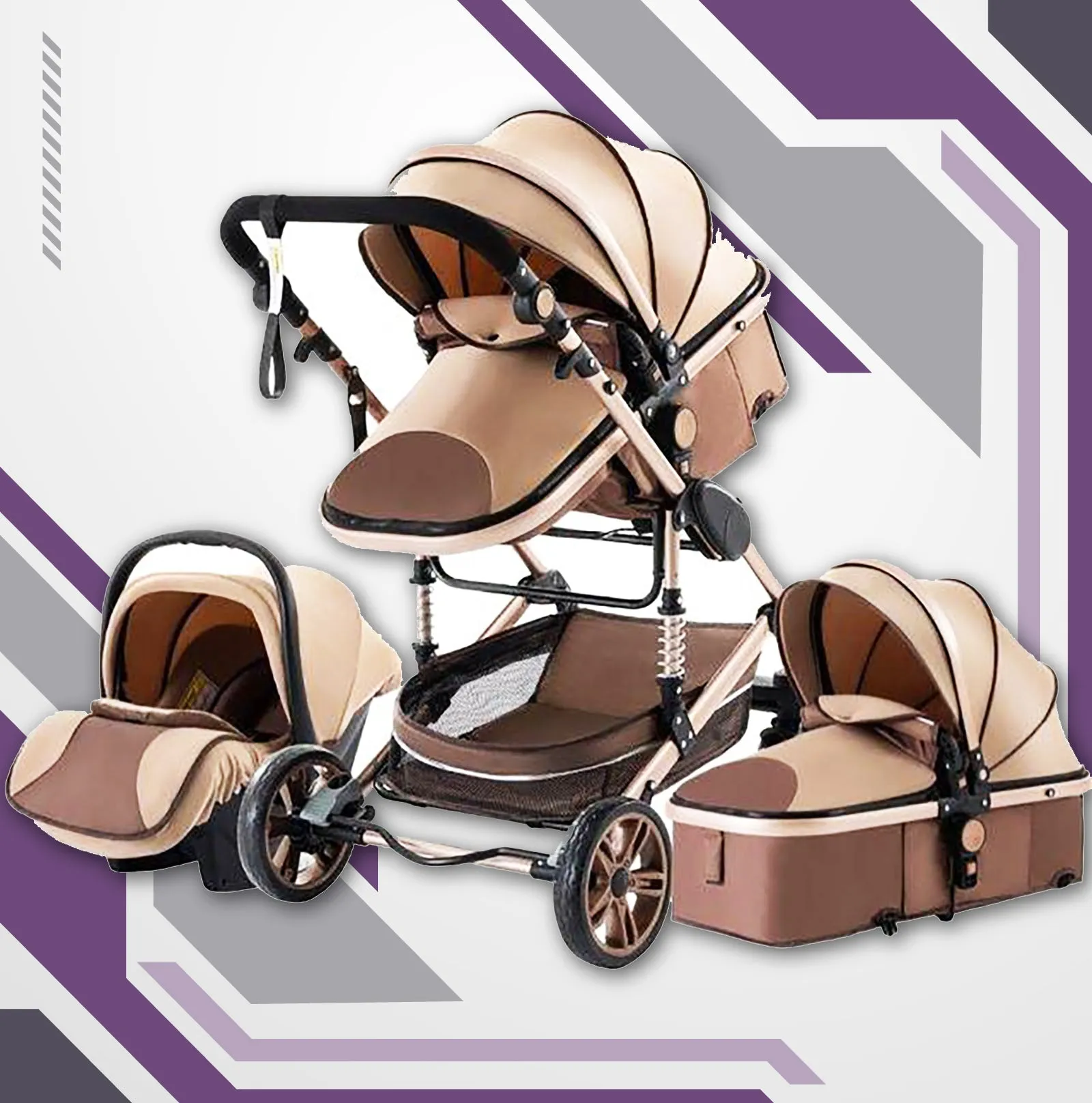 Luxury 3-in-1 Baby Stroller & Car Seat