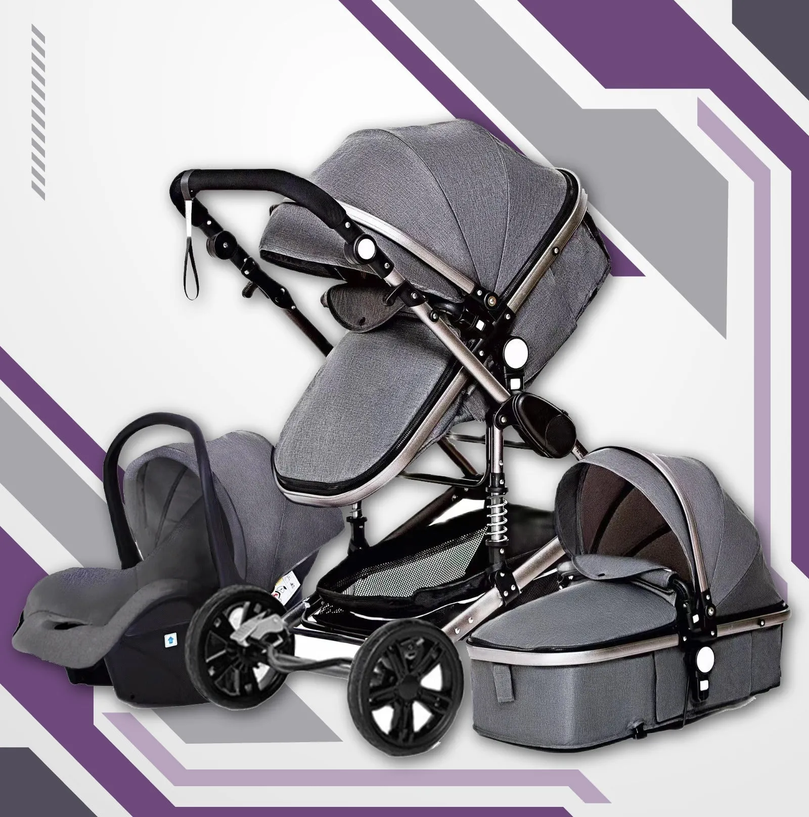Luxury 3-in-1 Baby Stroller & Car Seat