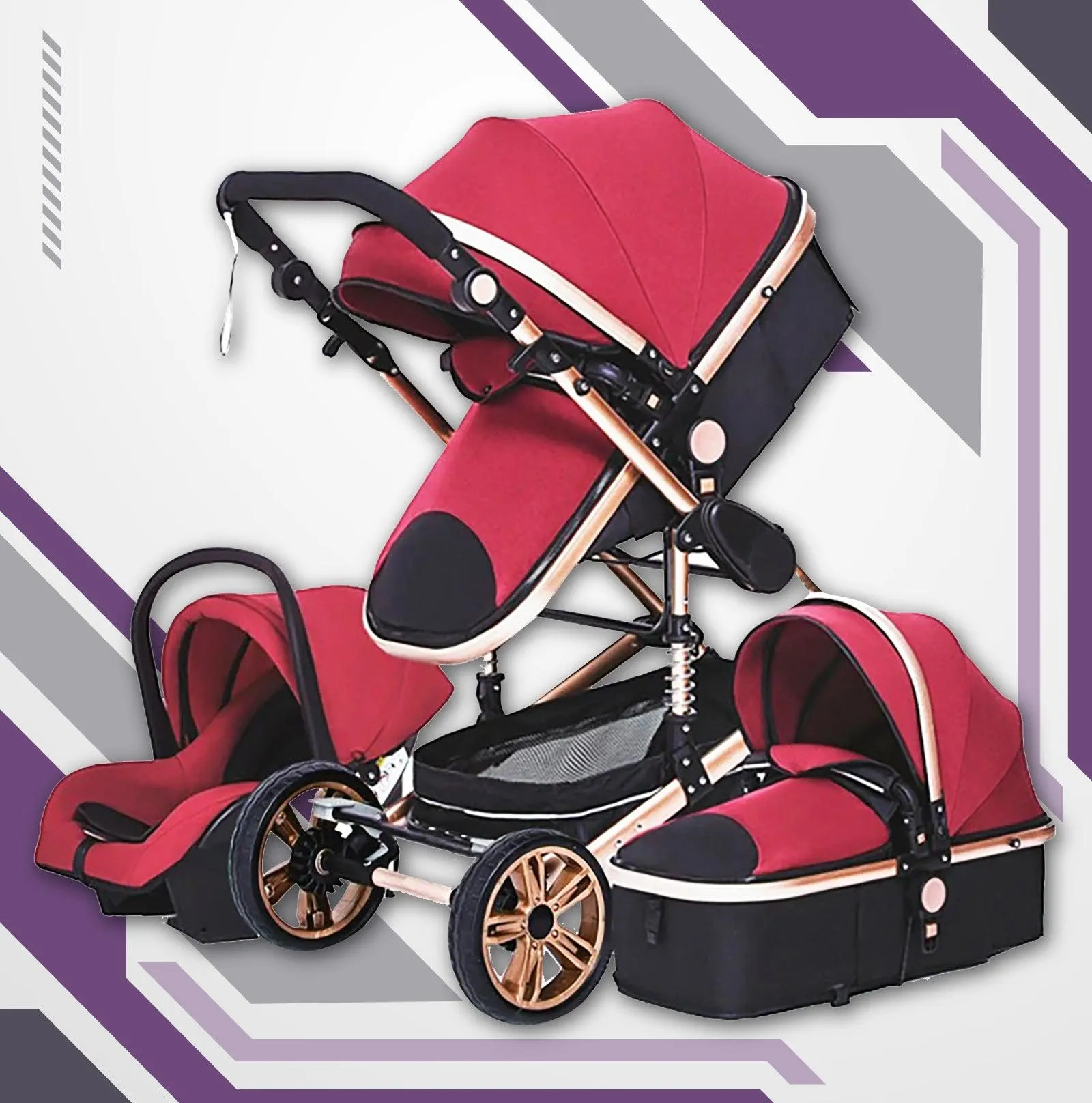 Luxury 3-in-1 Baby Stroller & Car Seat