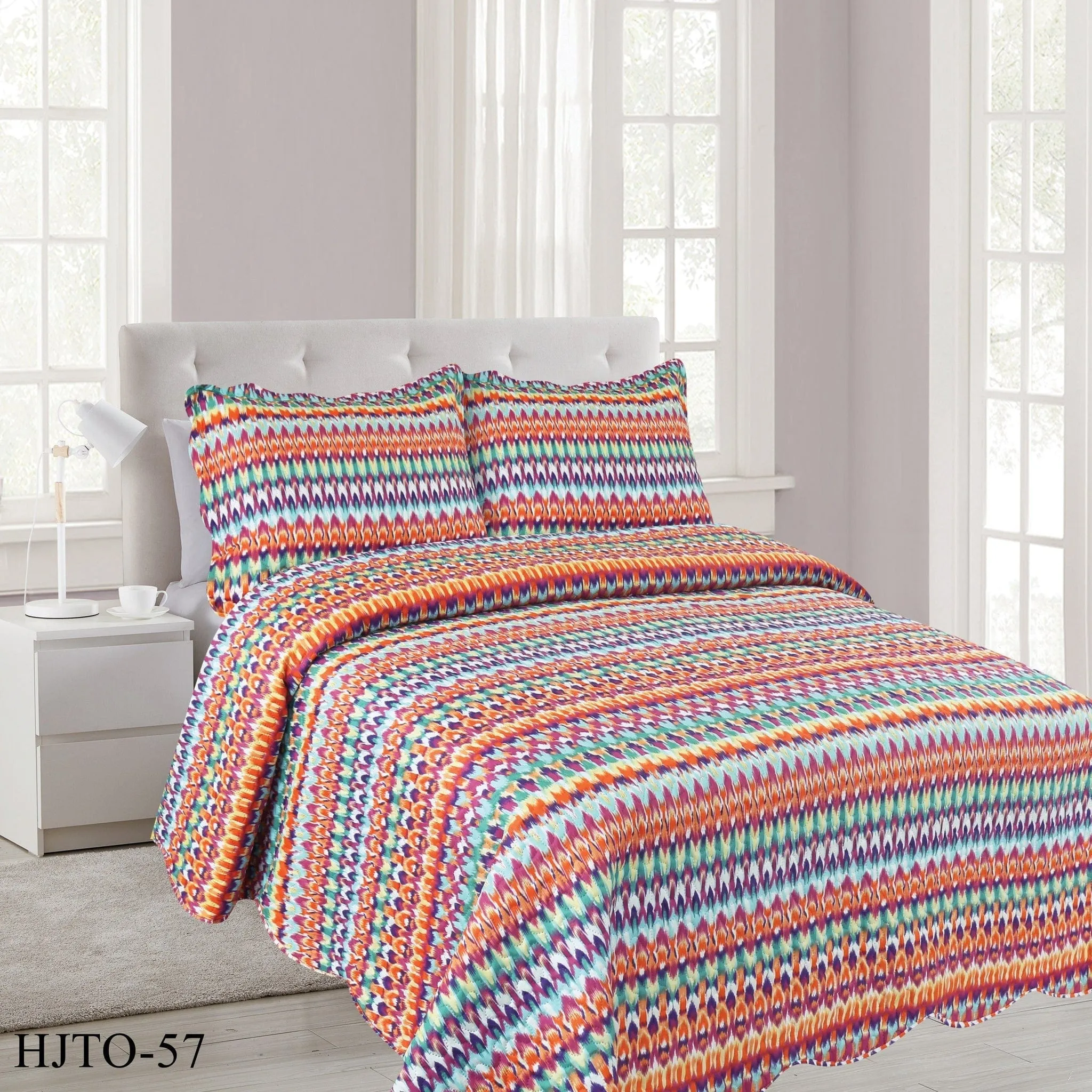 Luxury Flat Quilt Set Double 3 Piece HLTO-57
