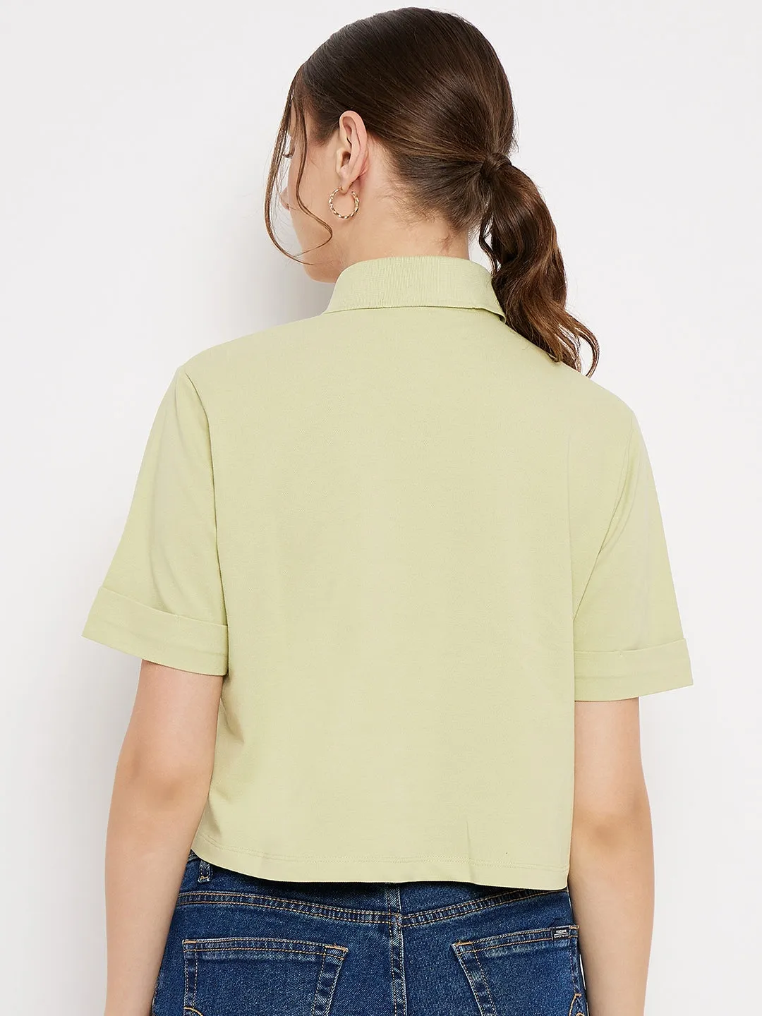 Madame Intention Crew-Neckline Green Top