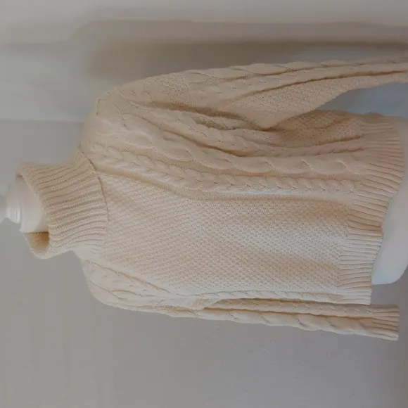 Madewell Cozy Cable Knit Women's Turtleneck Sweater in Cream size Medium
