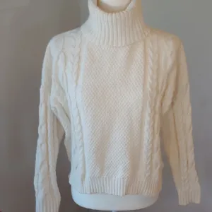 Madewell Cozy Cable Knit Women's Turtleneck Sweater in Cream size Medium